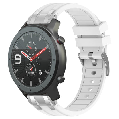 For Amazfit Watch GTR 47mm 22mm Quick Release Silver Buckle Royal Silicone Watch Band(White) by bashfashion