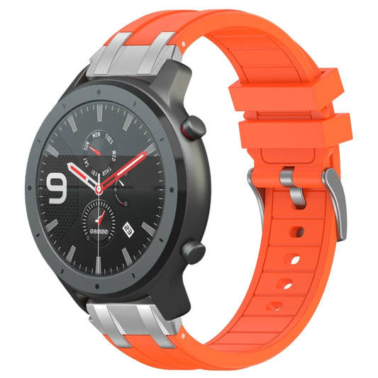 For Amazfit Watch GTR 47mm 22mm Quick Release Silver Buckle Royal Silicone Watch Band(Orange) by bashfashion