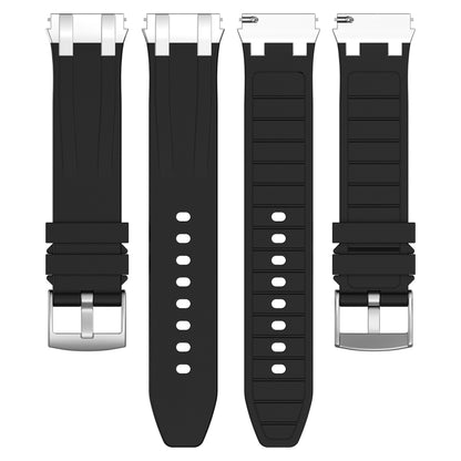 For Amazfit Watch GTR 47mm 22mm Quick Release Silver Buckle Royal Silicone Watch Band(Black) by bashfashion