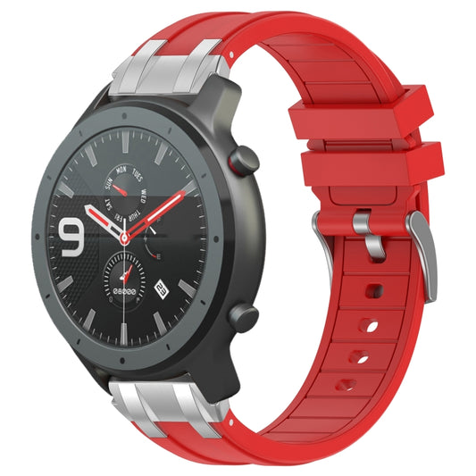For Amazfit Watch GTR 47mm 22mm Quick Release Silver Buckle Royal Silicone Watch Band(Red) by bashfashion