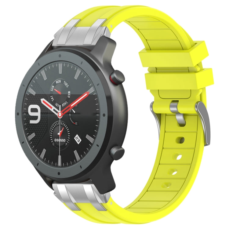 For Amazfit Watch GTR 47mm 22mm Quick Release Silver Buckle Royal Silicone Watch Band(Vital Yellow) by bashfashion