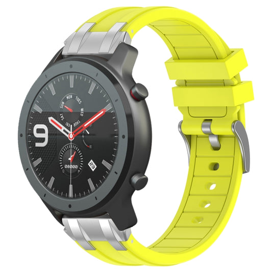 For Amazfit Watch GTR 47mm 22mm Quick Release Silver Buckle Royal Silicone Watch Band(Vital Yellow) by bashfashion