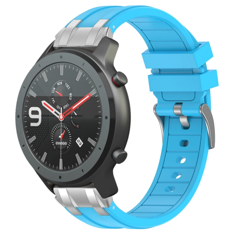 For Amazfit Watch GTR 47mm 22mm Quick Release Silver Buckle Royal Silicone Watch Band(Sky Blue) by bashfashion