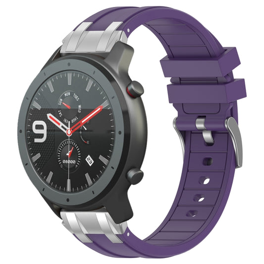 For Amazfit Watch GTR 47mm 22mm Quick Release Silver Buckle Royal Silicone Watch Band(Purple) by bashfashion