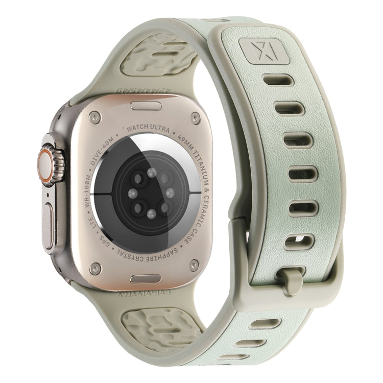 For Apple Watch Ultra 49mm Leather Skin Silicone Watch Band(Green) by bashfashion