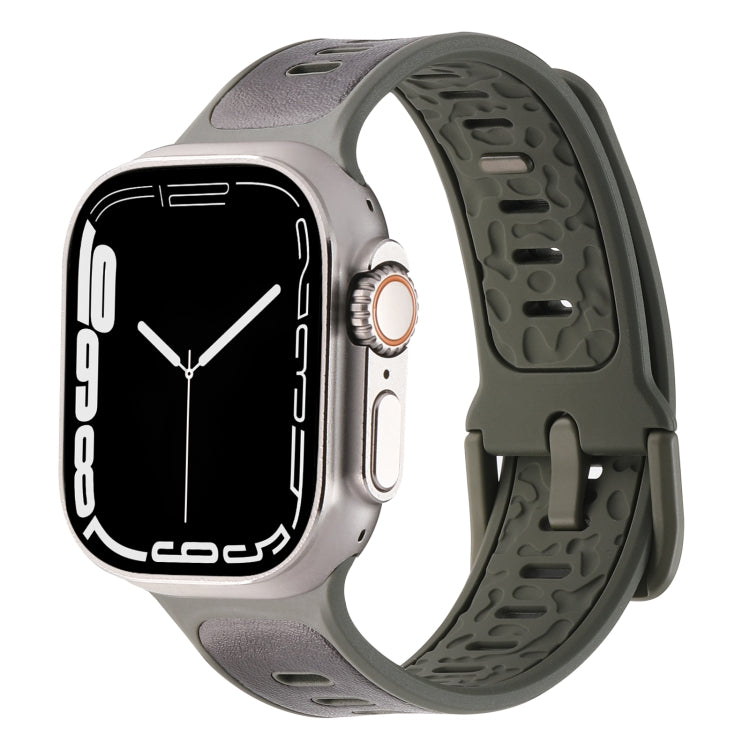 For Apple Watch Ultra 49mm Leather Skin Silicone Watch Band(Black) by bashfashion