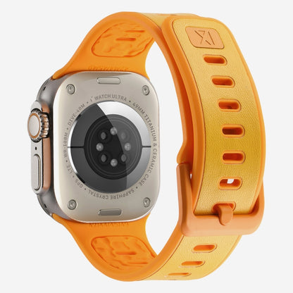 For Apple Watch Series 8 45mm Leather Skin Silicone Watch Band(Orange) by bashfashion