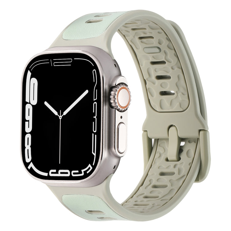 For Apple Watch SE 2022 44mm Leather Skin Silicone Watch Band(Green) by bashfashion