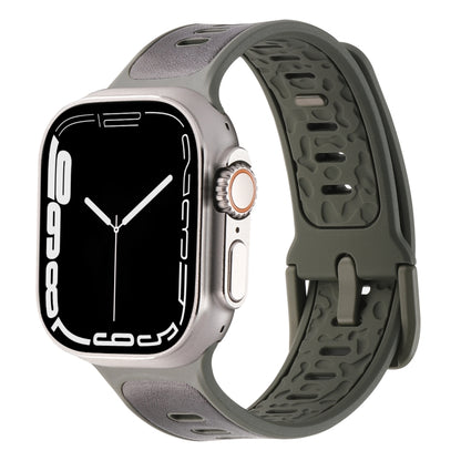 For Apple Watch Series 4 44mm Leather Skin Silicone Watch Band(Black) by bashfashion