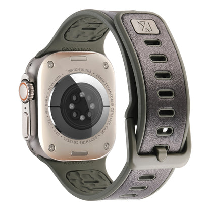 For Apple Watch Series 3 42mm Leather Skin Silicone Watch Band(Black) by bashfashion