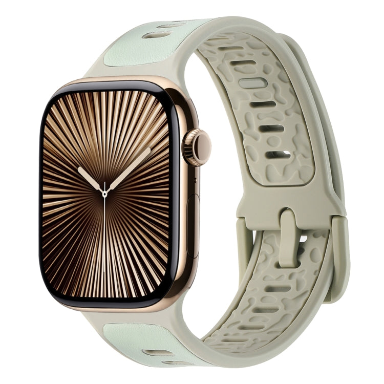 For Apple Watch Series 10 46mm Leather Skin Silicone Watch Band(Green) by bashfashion