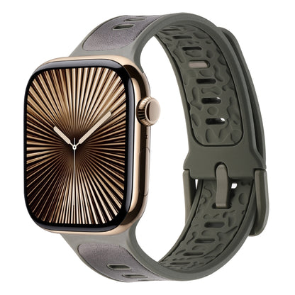 For Apple Watch Series 10 46mm Leather Skin Silicone Watch Band(Black) by bashfashion