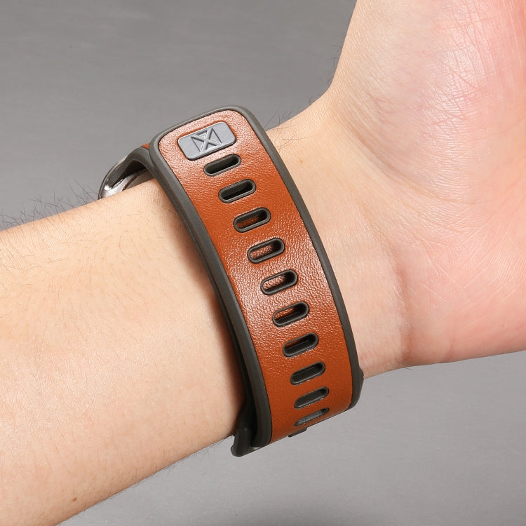 For Apple Watch Ultra 49mm Leather Skin Silicone Watch Band(Orange) by bashfashion