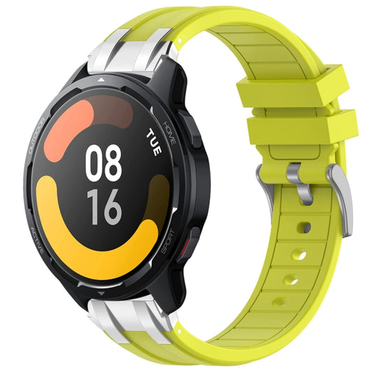 For Xiaomi Watch S1 Active 22mm Quick Release Silver Buckle Royal Silicone Watch Band(Vital Yellow) by bashfashion