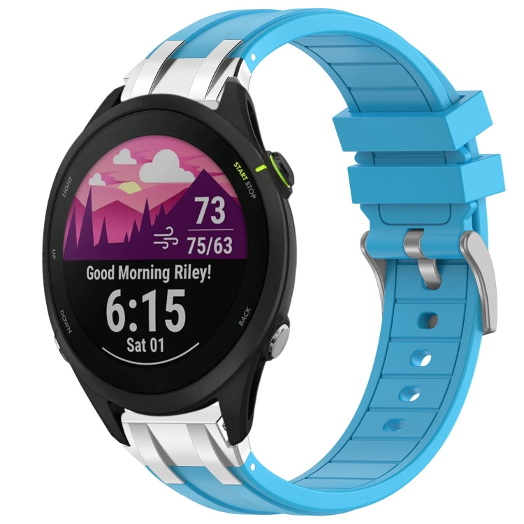 For Garmin Forerunner 255 Music 22mm Quick Release Silver Buckle Royal Silicone Watch Band(Sky Blue) by bashfashion