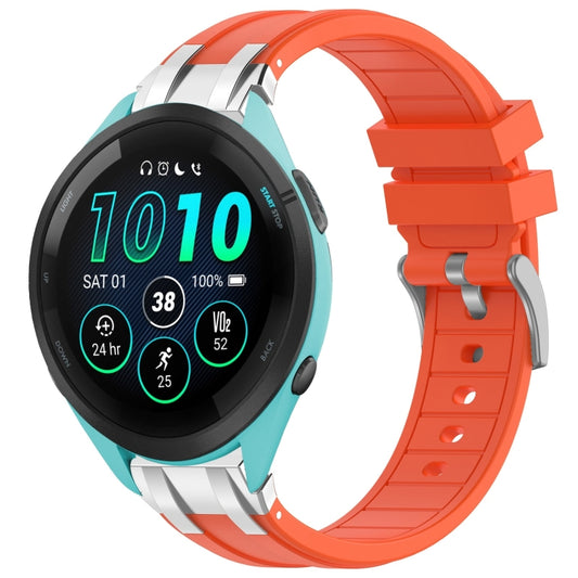 For Garmin Forerunner 265 Music 22mm Quick Release Silver Buckle Royal Silicone Watch Band(Orange) by bashfashion