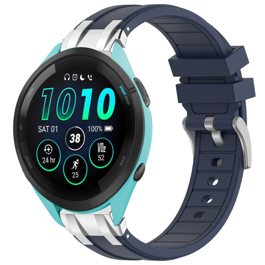 For Garmin Forerunner 265 Music 22mm Quick Release Silver Buckle Royal Silicone Watch Band(Navy Blue) by bashfashion