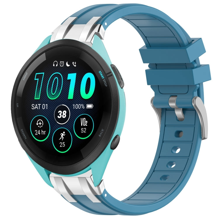 For Garmin Forerunner 265 Music 22mm Quick Release Silver Buckle Royal Silicone Watch Band(Sea Blue) by bashfashion