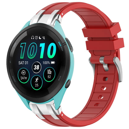 For Garmin Forerunner 265 Music 22mm Quick Release Silver Buckle Royal Silicone Watch Band(Red) by bashfashion