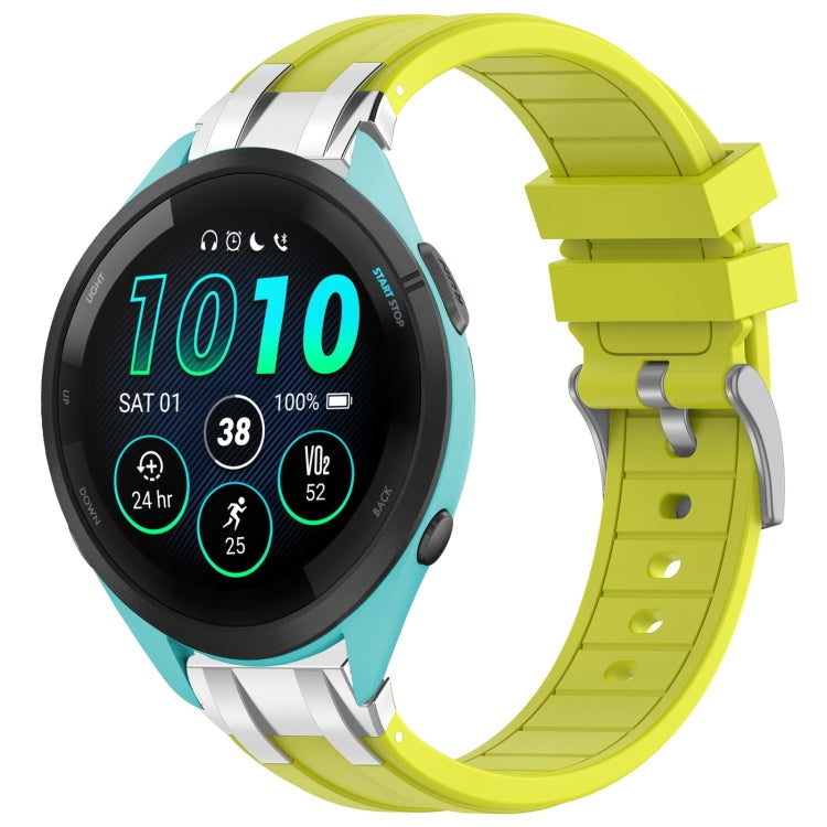 For Garmin Forerunner 265 Music 22mm Quick Release Silver Buckle Royal Silicone Watch Band(Vital Yellow) by bashfashion
