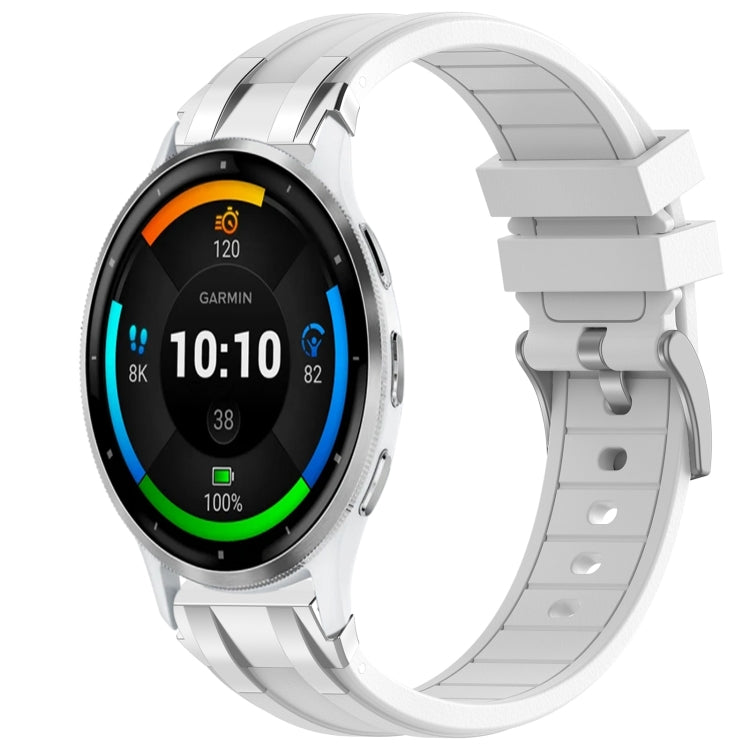 For Garmin Venu 3 22mm Quick Release Silver Buckle Royal Silicone Watch Band(White) by bashfashion