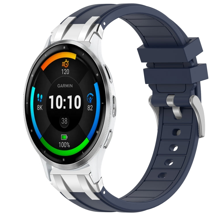 For Garmin Venu 3 22mm Quick Release Silver Buckle Royal Silicone Watch Band(Navy Blue) by bashfashion