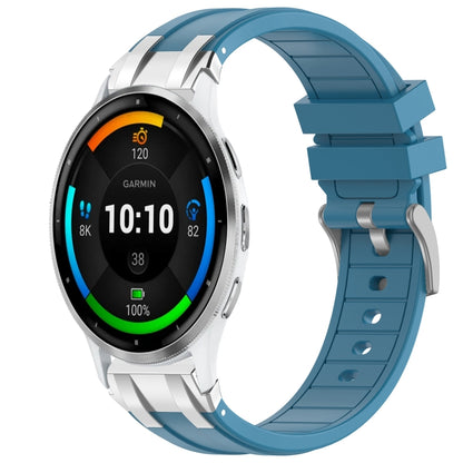 For Garmin Venu 3 22mm Quick Release Silver Buckle Royal Silicone Watch Band(Sea Blue) by bashfashion