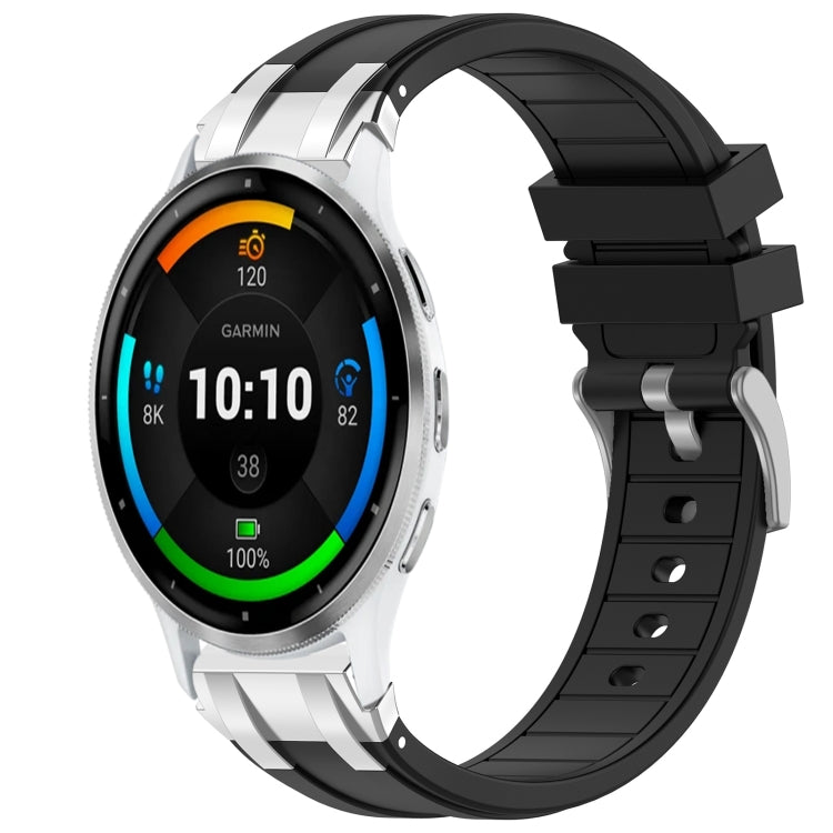 For Garmin Venu 3 22mm Quick Release Silver Buckle Royal Silicone Watch Band(Black) by bashfashion