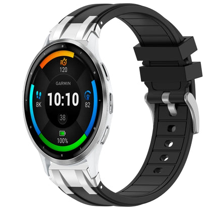 For Garmin Venu 3 22mm Quick Release Silver Buckle Royal Silicone Watch Band(Black) by bashfashion