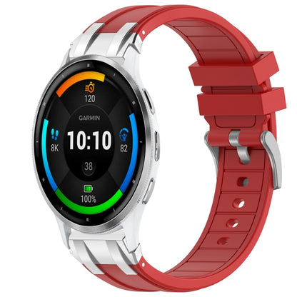 For Garmin Venu 3 22mm Quick Release Silver Buckle Royal Silicone Watch Band(Red) by bashfashion