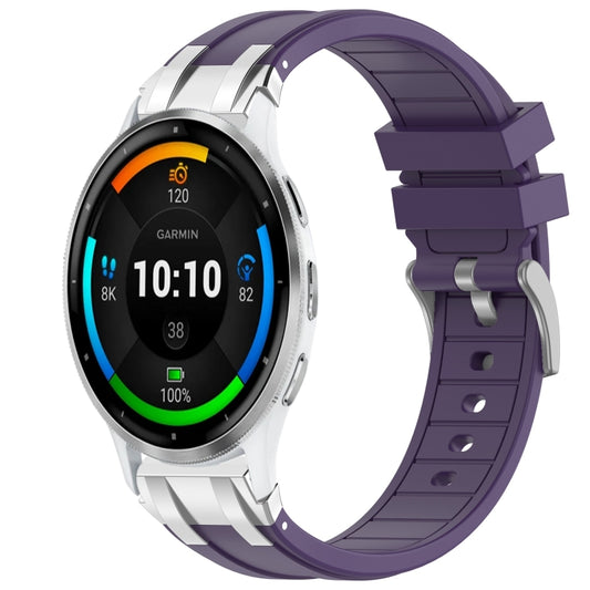 For Garmin Venu 3 22mm Quick Release Silver Buckle Royal Silicone Watch Band(Purple) by bashfashion