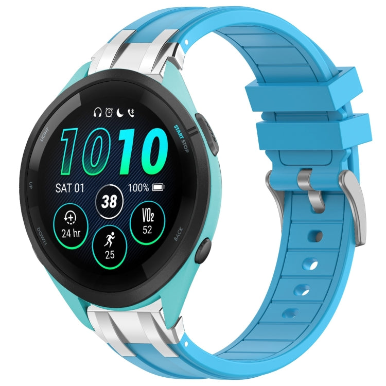 For Garmin Forerunner 265 22mm Quick Release Silver Buckle Royal Silicone Watch Band(Sky Blue) by bashfashion