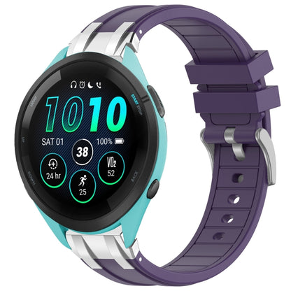 For Garmin Forerunner 265 22mm Quick Release Silver Buckle Royal Silicone Watch Band(Purple) by bashfashion