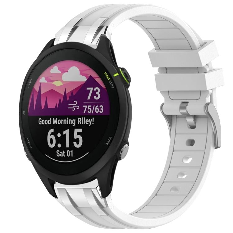 For Garmin Forerunner 255 22mm Quick Release Silver Buckle Royal Silicone Watch Band(White) by bashfashion