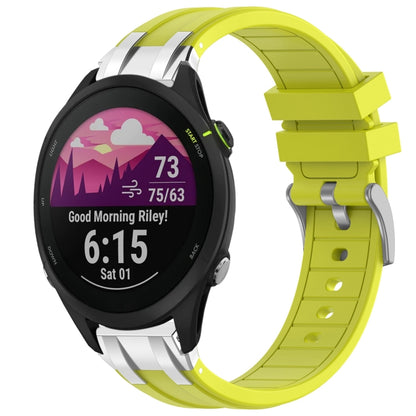 For Garmin Forerunner 255 22mm Quick Release Silver Buckle Royal Silicone Watch Band(Vital Yellow) by bashfashion