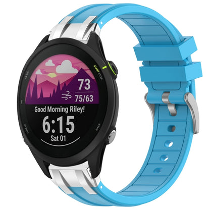 For Garmin Forerunner 255 22mm Quick Release Silver Buckle Royal Silicone Watch Band(Sky Blue) by bashfashion