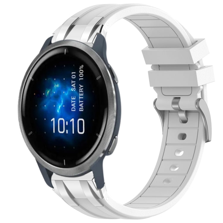 For Garmin Venu 2 22mm Quick Release Silver Buckle Royal Silicone Watch Band(White) by bashfashion
