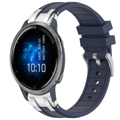 For Garmin Venu 2 22mm Quick Release Silver Buckle Royal Silicone Watch Band(Navy Blue) by bashfashion