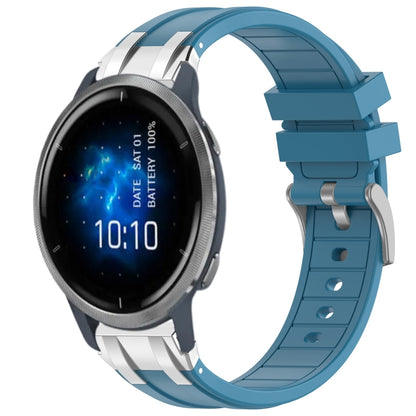 For Garmin Venu 2 22mm Quick Release Silver Buckle Royal Silicone Watch Band(Sea Blue) by bashfashion