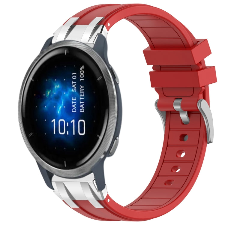 For Garmin Venu 2 22mm Quick Release Silver Buckle Royal Silicone Watch Band(Red) by bashfashion
