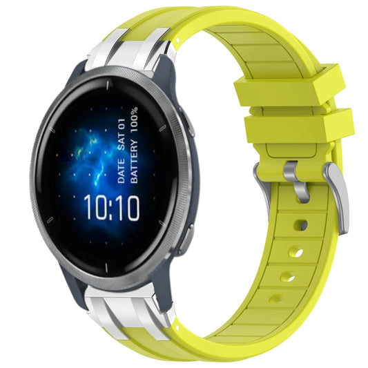 For Garmin Venu 2 22mm Quick Release Silver Buckle Royal Silicone Watch Band(Vital Yellow) by bashfashion