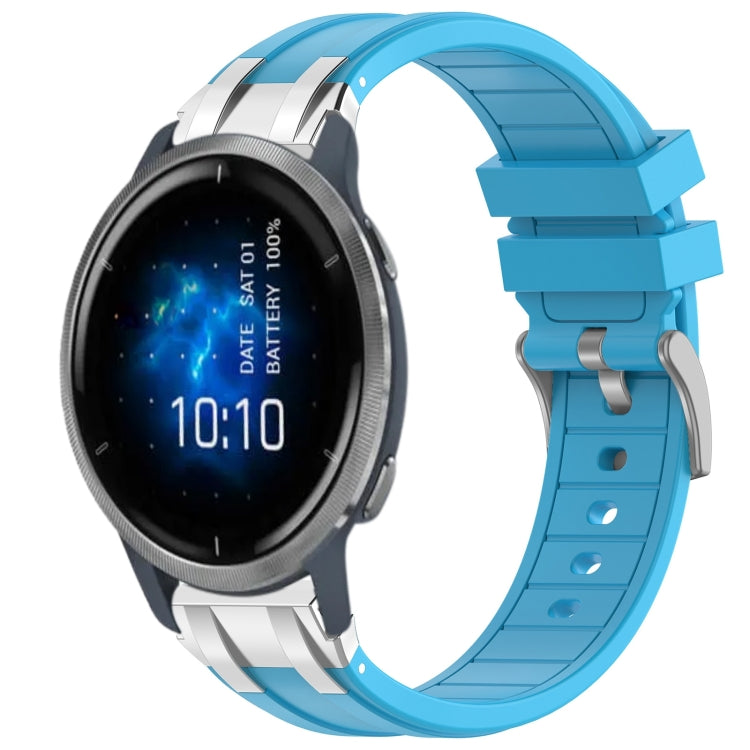 For Garmin Venu 2 22mm Quick Release Silver Buckle Royal Silicone Watch Band(Sky Blue) by bashfashion