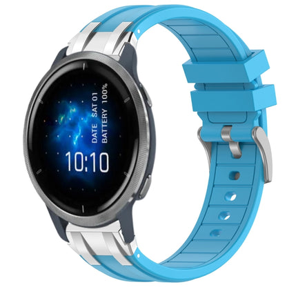 For Garmin Venu 2 22mm Quick Release Silver Buckle Royal Silicone Watch Band(Sky Blue) by bashfashion