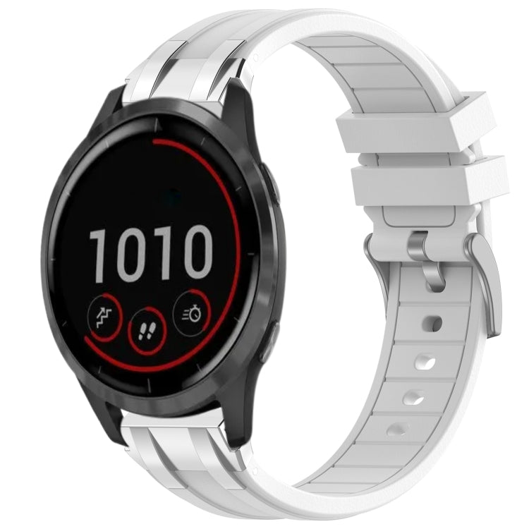 For Garmin Vivoactive 4 22mm Quick Release Silver Buckle Royal Silicone Watch Band(White) by bashfashion
