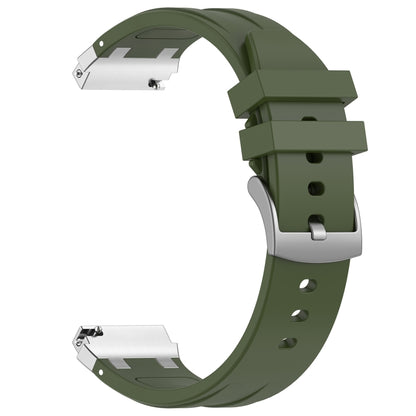 For Garmin Vivoactive 4 22mm Quick Release Silver Buckle Royal Silicone Watch Band(Olive Green) by bashfashion