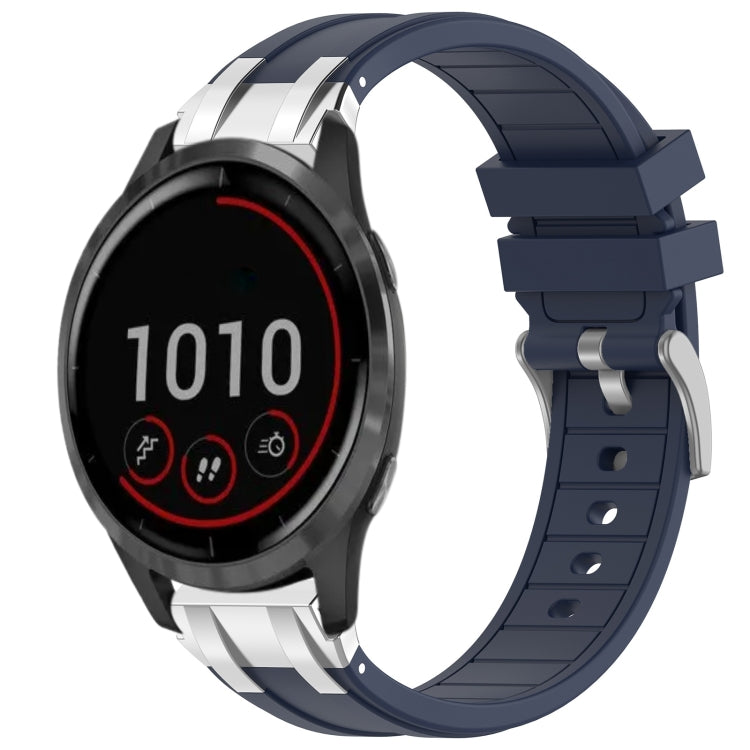 For Garmin Vivoactive 4 22mm Quick Release Silver Buckle Royal Silicone Watch Band(Navy Blue) by bashfashion