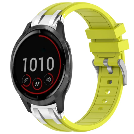 For Garmin Vivoactive 4 22mm Quick Release Silver Buckle Royal Silicone Watch Band(Vital Yellow) by bashfashion