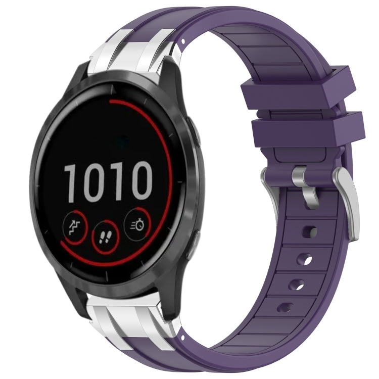 For Garmin Vivoactive 4 22mm Quick Release Silver Buckle Royal Silicone Watch Band(Purple) by bashfashion