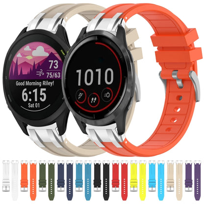 For Garmin Forerunner 265 22mm Quick Release Silver Buckle Royal Silicone Watch Band(Orange) by bashfashion