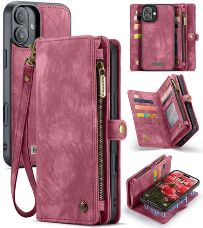 For iPhone 16 CaseMe 008 Detachable Multifunctional Leather Phone Case(Red) by CaseMe